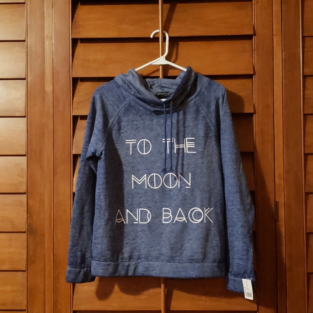 Cowl Neck To The Moon and Back drawstring sweater